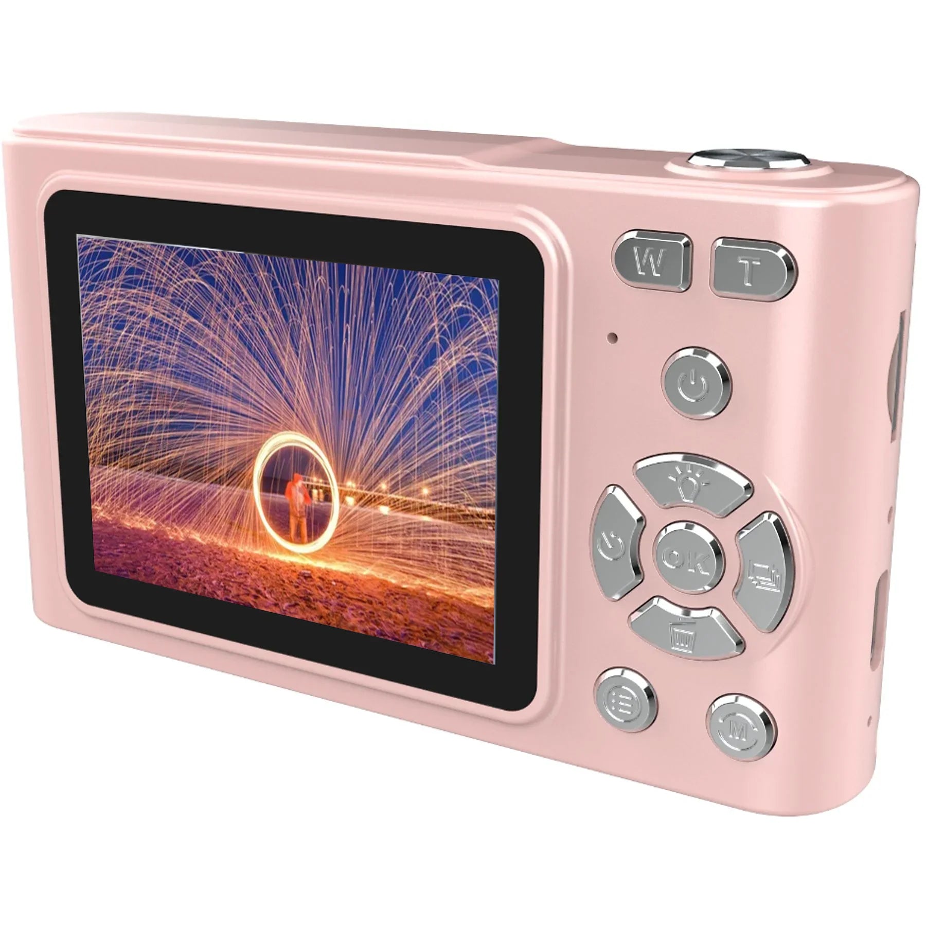 Retro digital camera, CCD camera, multilingual settings, gift for kids, students, 64GB SD card, pink.