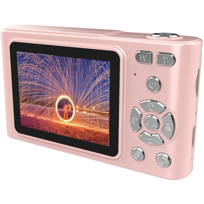 Retro digital camera, CCD camera, multilingual settings, gift for kids, students, 64GB SD card, pink.