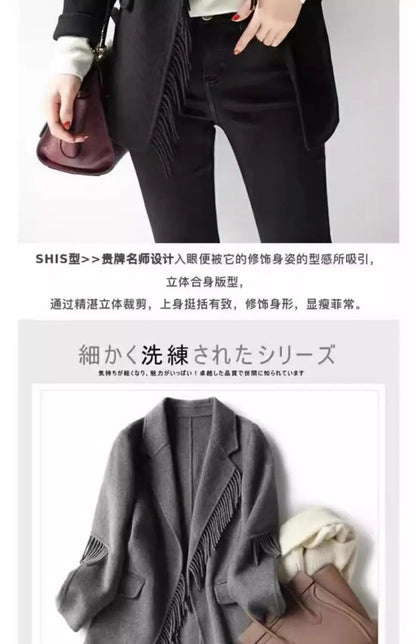 2025 neue Herbst Winter Wolle Mantel Frauen Windjacke Jacke Baumwolle Oberbekleidung Quaste Woolen Anzug Kleidung Weibliche Strickjacke.