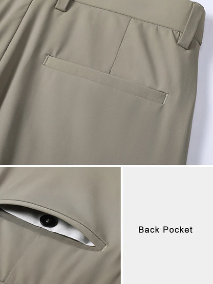 Summer Men's Casual Pants Korean Fashion Light Cool Ice Silk Stretch Golf Pants Slim Fit Suit Pants Male Office Formal Trousers.