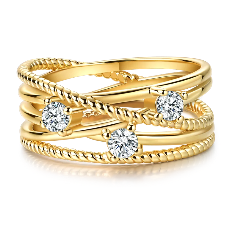 925 Sterling Silver Rings Gold Color Sparking Popular LOVE Wedding Ring Certified Women Engagement Jewelry Anniversary Gifts.