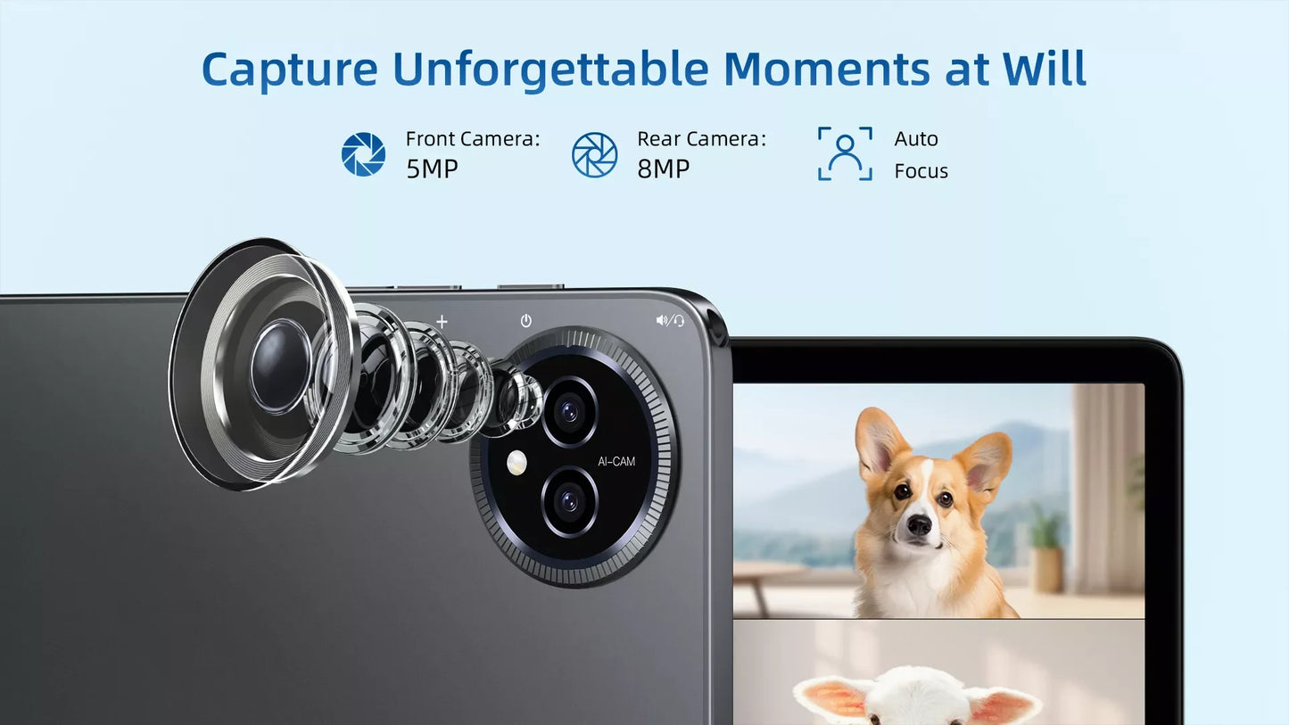 BMAX I10 Plus Android 15 10.1" HD Screen 4GB+8GB Expansion 128GB Storage UNISOC T606 ARM Mail G57  Dual Band Wi-Fi Tablet.