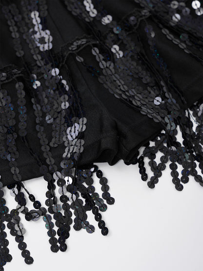 Kind Mädchen Ärmellose Glänzende Pailletten Quaste Boyshorts Kleid Latin Jazz Dance Cha-cha Samba Bühne Leistung Kostüm Dancewear