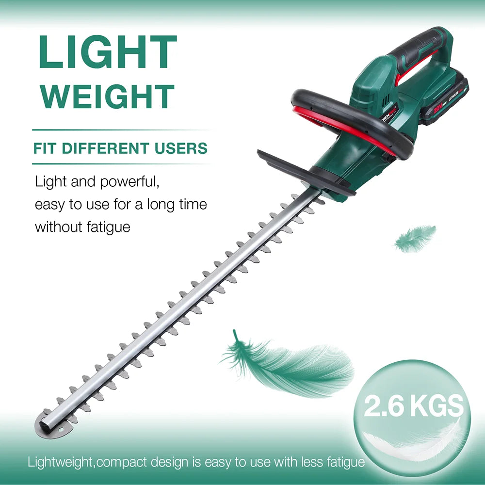 20 V Akku-Heckenschere, Gartenschere, Gartenwerkzeug-Set, 2,0 Ah Akku, Schnittlänge 520 mm, Zahnabstand 15 mm, POSENPRO