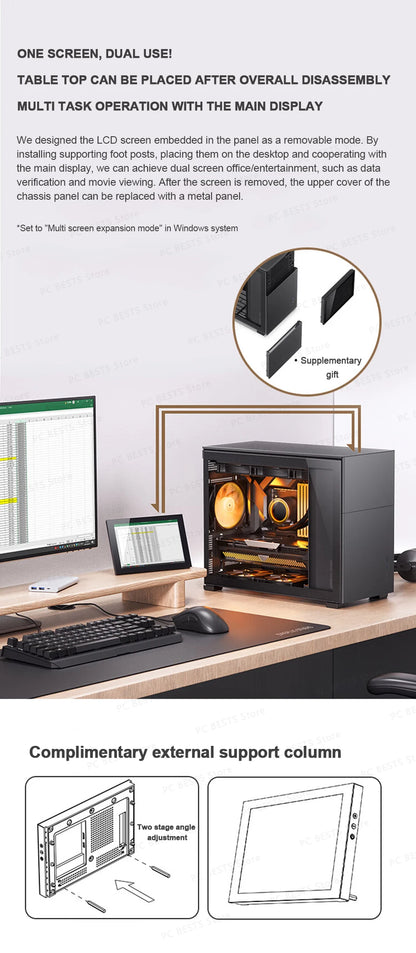 Jonsbo Pinecone D31 Case MATX ITX DTX Small Translucency Sub Screen of Video Games Support ATX Power 360 Cold Exhaust Chassis.