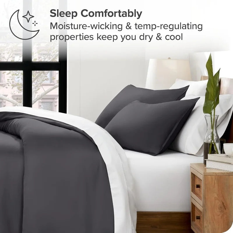 3pcs Lyocell Bamboo Fiber Duvet Cover Set,Luxury Solid Summer Silky Cooling Bedding Set(no Sheet),Single Quilt Cover+Pillowcases.