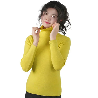 Frauen Pullover Winter Warm Hohe Kragen Strickwaren Langarm Schlank Jumper Frau Thermische Tops Kleidung Pullover Rollkragen Pullover