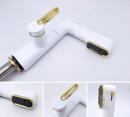 VGX Multifunctional Bathroom Faucets Pull Out Basin Mixer Sink Faucet Gourmet LED Display Tap 360° Tapware Crane Brass Chrome