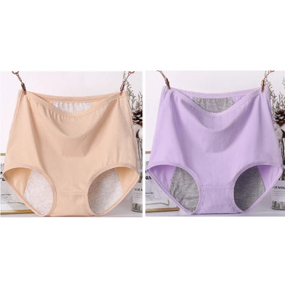 2pcs Girl Menstrual Panties Women's Physiological Briefs Ladies Period Leak Proof Panty High Waist Cotton Underwear.