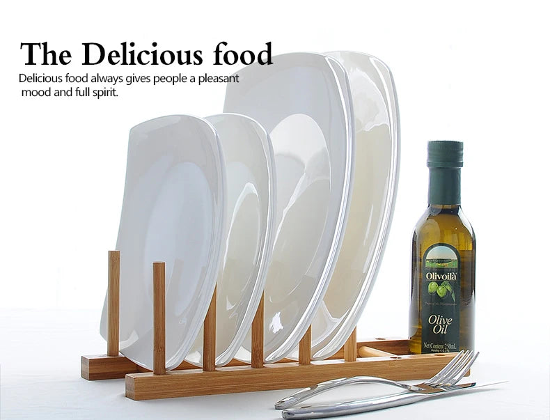 10.5 inch, bone china square dish, white ceramic plate for steak / soup, buffet serving trays, novalty dinner plate, rectangle.