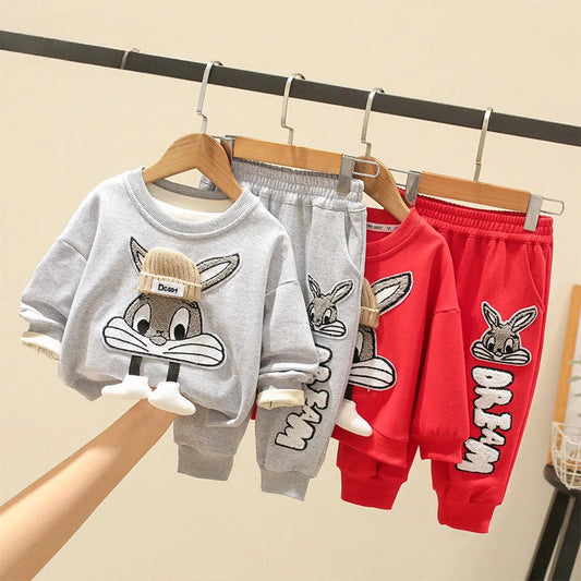 Autumn Kid Boy Clothes Set Cartoon Printed Sweatshirts Pullover Top and Pants Bottom 2pcs Suit Children Girls Outfits Tracksuits.