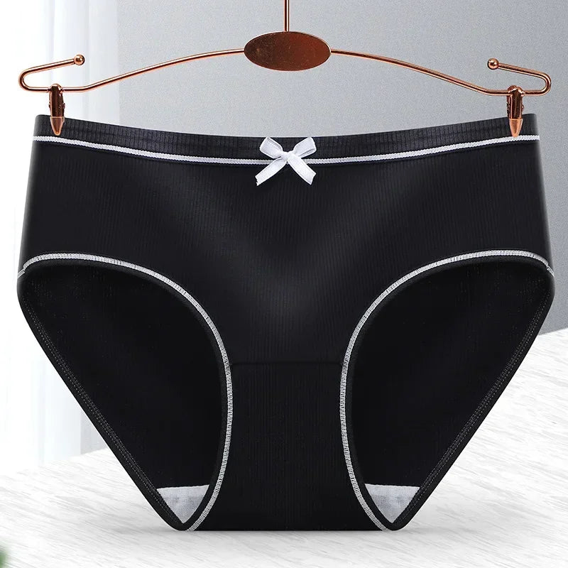 Ladies Cotton Underwear Panties Girls Sexy Seamless Antibacterial Crotch Breathable Briefs Mid-waist Large Size Women's Panties.