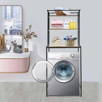 3-stufiges Aufbewahrungsregal für Waschmaschinen und Trockner, robustes Wäscheständer mit Bodenfach, Organizer-Ständer für Badezimmer, Waschküche