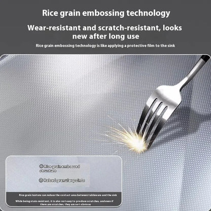 Stainless Steel Kitchen Sink Rice Grain Embossing Scratch and Abrasion Resistant Antifouling Large Single Slot Wash Dish Basin