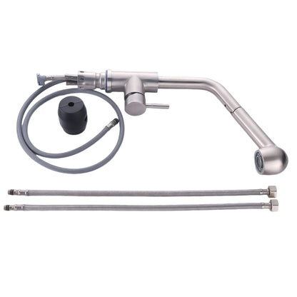 360° Rotating Retractable Sink Faucet Hot and cold Water Button Ceramic Valve Kitchen Stainless Steel Faucet with Shower