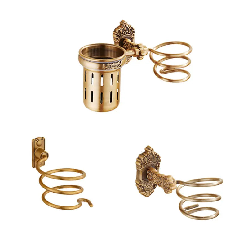 Haartrockner-Halter, Aluminium, antikes Badezimmer-Regal, Aufbewahrung, nagelfrei, Wandregal, montierter Organizer, Spiralständer, Zahnbürstenhalter