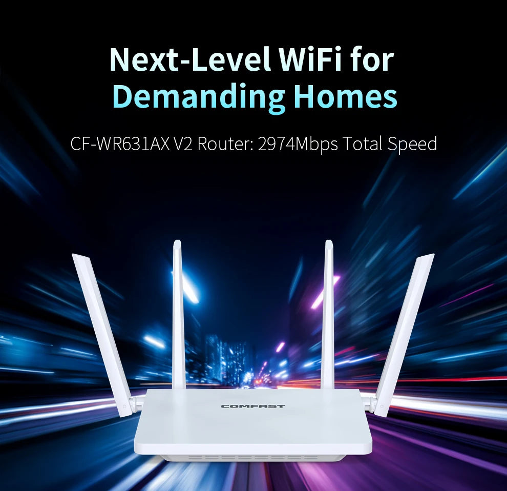 Comfast AX3000 Mesh Wifi 6 Router 3000Mbps Dual Band 2.4/5GHz Gigabit WIFI6 Router 802.11AX MU-MIMO EasyMesh Signal Range Router.