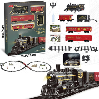 Kids Electric Steam Train Toy Rail High-Speed Rail Parking Lot Model Family Reunion Party Game Boy EMU Birthday Gift.