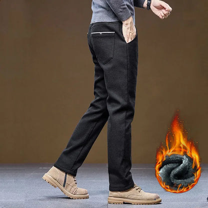 Men's Winter Velvet Casual Pants Thickened Warm Slim Fit Comfortable Solid Color Trousers Korean Fleece  Fashion Outdoor Jogging.