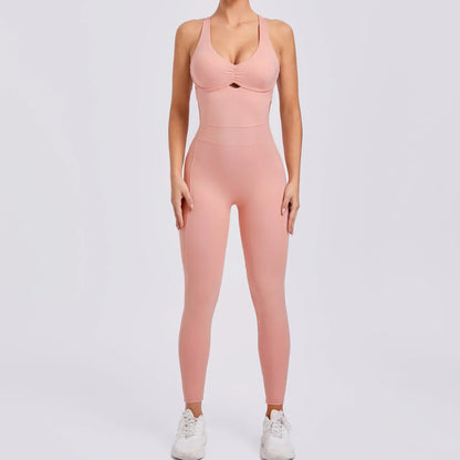 Seamless Yoga Jumpsuits Sports Fitness Peach Hip Raise Cross Beauty Back Dance Belly Contracting One-piece Tracksuits for Women