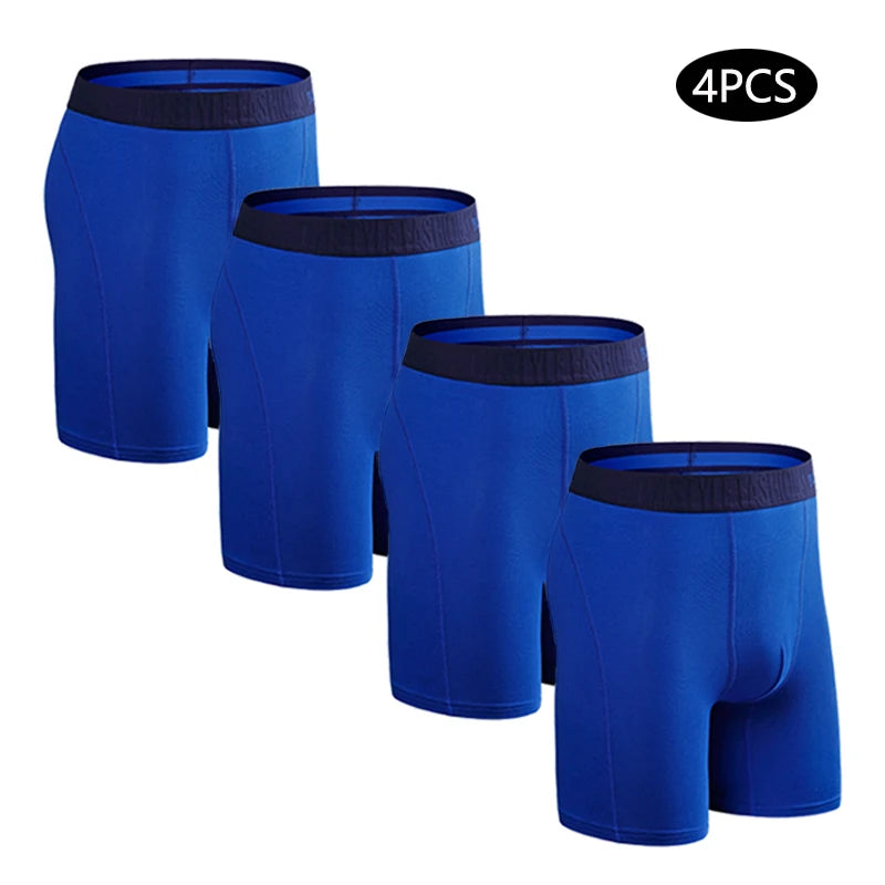 4 stücke lange boxer für männer unterwäsche plus größe männer höschen sexy lange bein unterhosen baumwolle Herren boxershorts mode männlichen Stamm