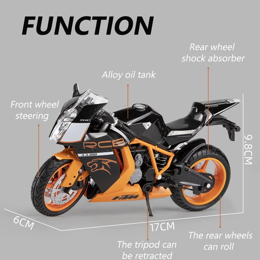 1:12 Scale KTM RC8 Alloy Motorcycle Model Diecast Car Toys for Boys Birthday Gift Toys Car Collection.