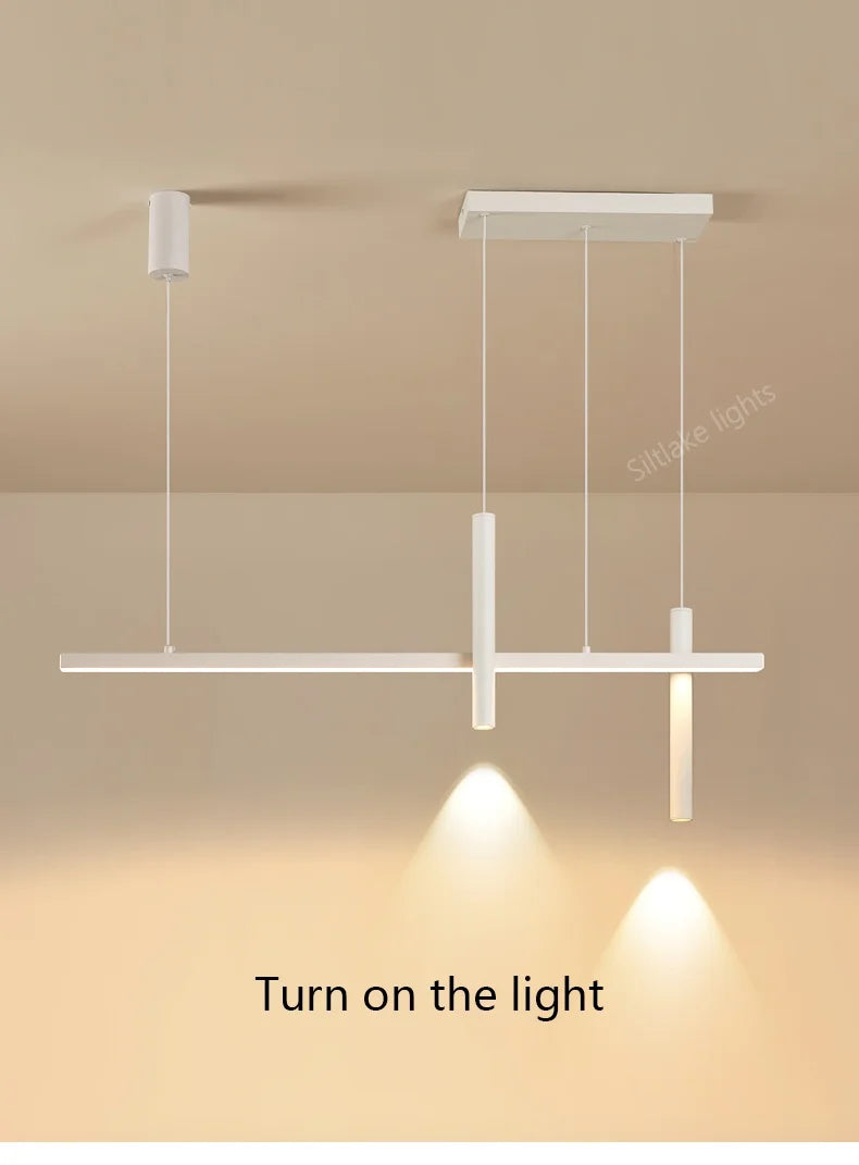 Neue Restaurant Kronleuchter moderne einfache Esszimmer Tisch Bar Lichter lange Streifen Scheinwerfer kreative Designer Pendelleuchten