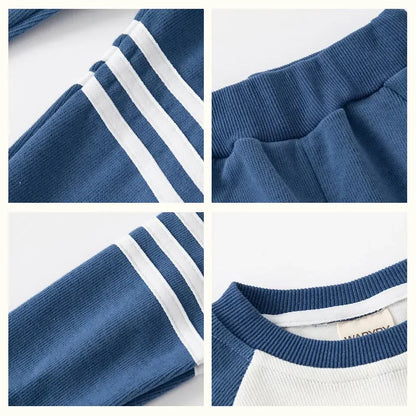 New Spring Autumn Children Clothes Set Color Patchwork Kids Boys Two-Piece Sets Children Boy Casual Tracksuit Outfits Tops Pants.