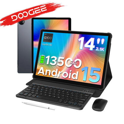 Doogee 2 in 1 Tablet Pc Tab E3 Max Gmini Ai 14" 2.1K Display Android 15 32Gb (8+24) 256Gb 13500Mah Battery Helio G100 Tablet Pc.