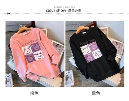 170kg plus size Damen büste Herbst Winter lose Rundhals ausschnitt Bär Sweatshirt Langarm lässig Top 6xl 7xl 8xl 9xl 10xl 11xl.