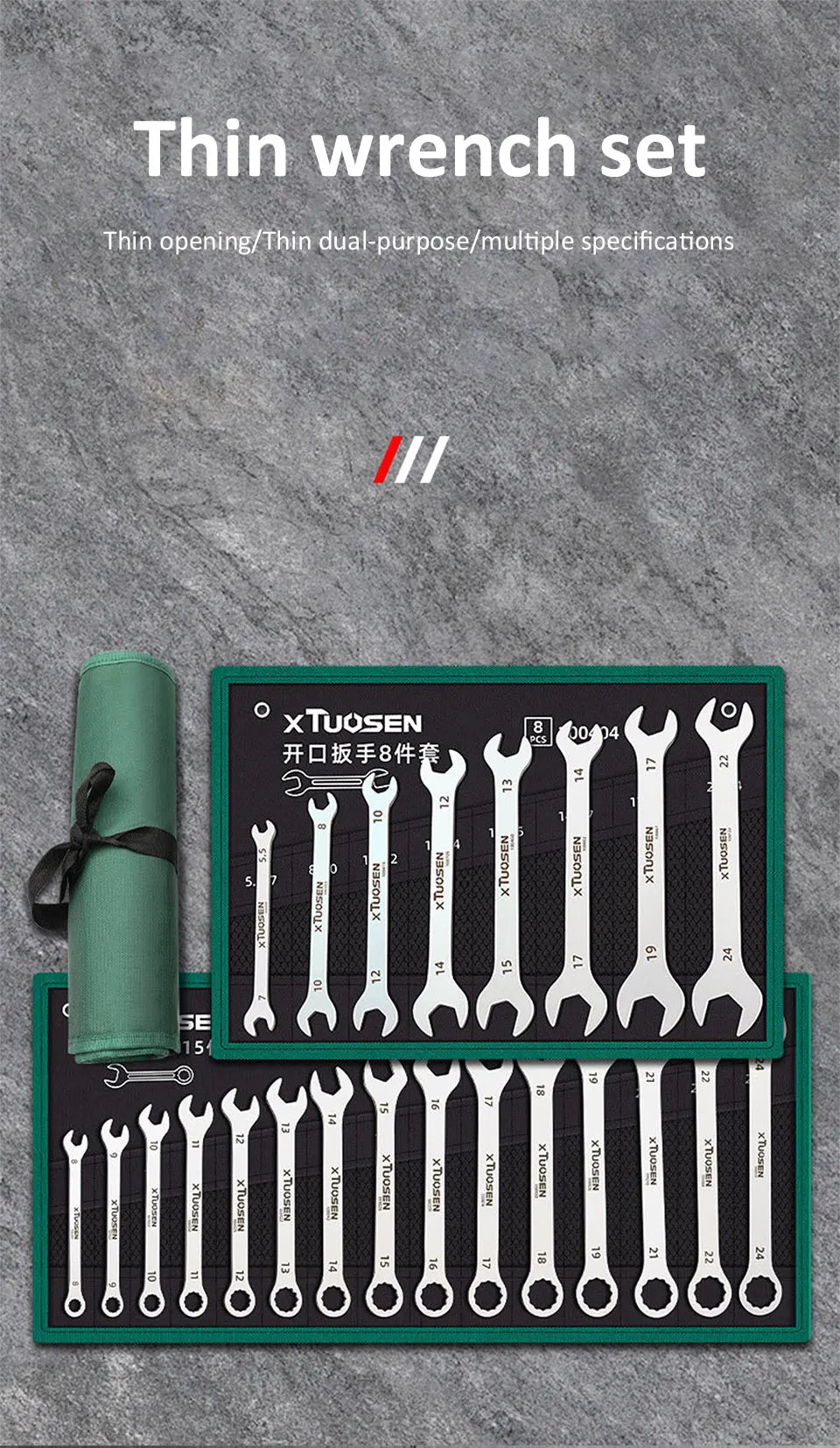 Ultradünner Schraubenschlüssel-Satz mit offenem Ende, 6–27 mm, Pflaumenschlüssel-Kombination, universelles Ratschenschlüssel-Set mit zwei Köpfen, Auto-Reparaturwerkzeuge