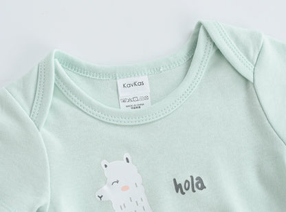 3 Teile/los Kavkas Baby Jungen Body Alpaka Design Baumwolle Kurzarm Oansatz Kleidung 0-12 Monate Kleinkind Kleidung.