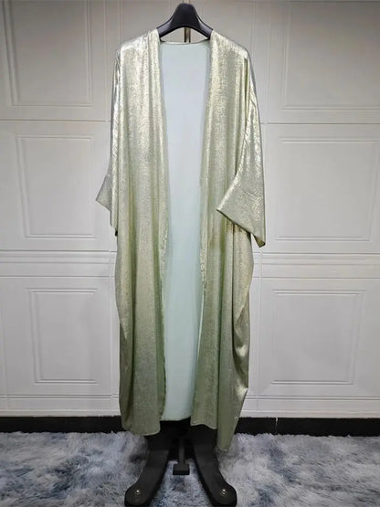 Ramadan Shiny Satin Open Kimono Abaya Dubai Luxury 2025 Muslim Kaftan Dress Abayas For Women Islam Clothing Robe Femme Musulmane