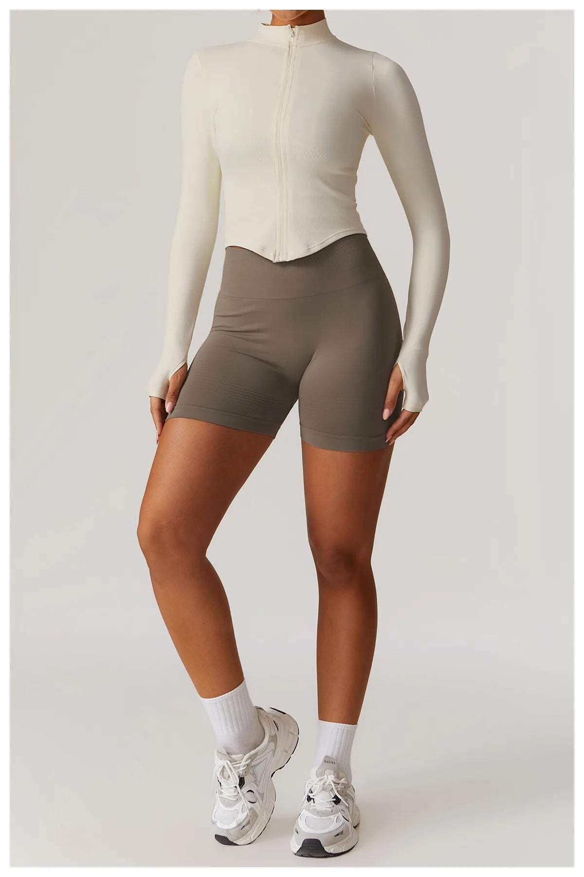 Ctenkevet Women Slim High Neck Jacket Sports Suit Female Two Piece Yoga Clothes Sport Outfit For Woman Buttock Lift Sports Suit.