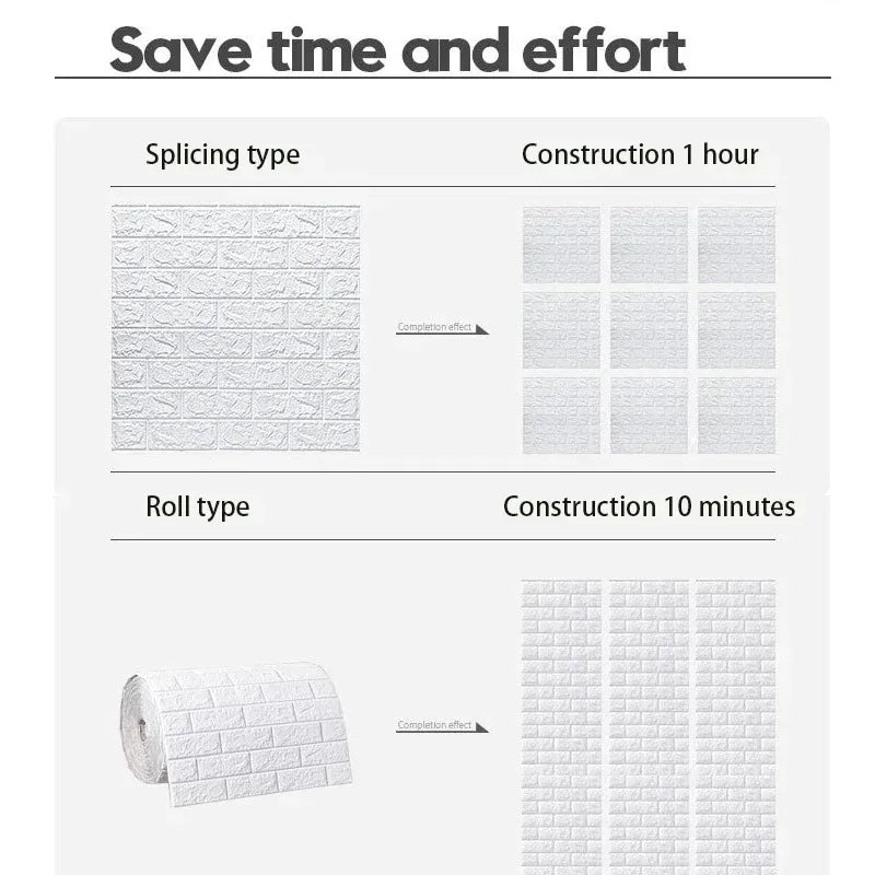 70cmx10m Self-adhesive Wallpaper Decoration Antique Foam Brick Wallpaper Living Room Bedroom Waterproof 3D Wall Sticker
