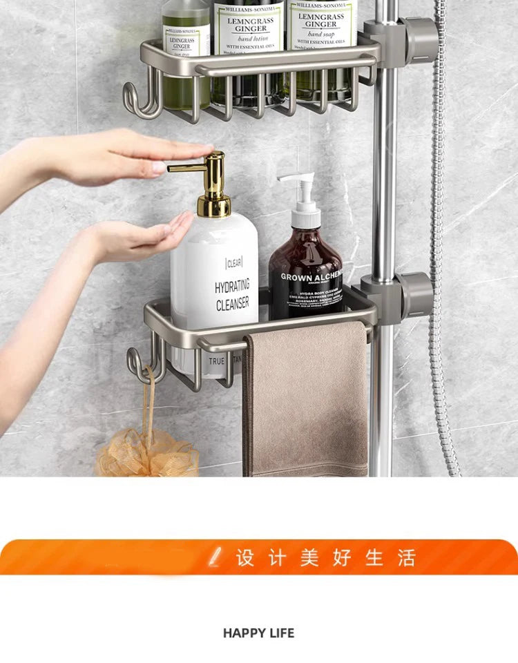 Nicht perforiertes mehrschichtiges Lagerregal für das Badezimmer. Badezimmerregal. Toilettenraum-Duschregal aus Aluminium