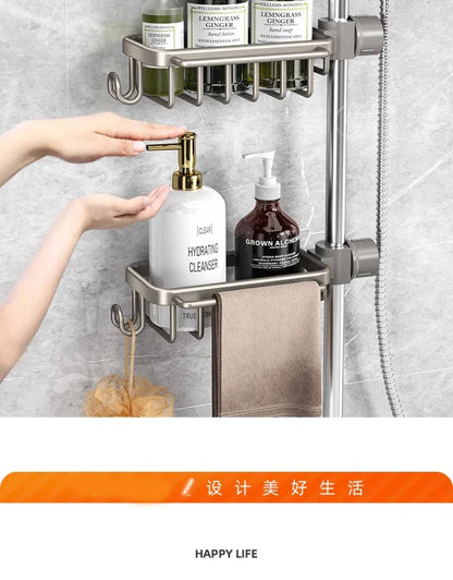 Nicht perforiertes mehrschichtiges Lagerregal für das Badezimmer. Badezimmerregal. Toilettenraum-Duschregal aus Aluminium