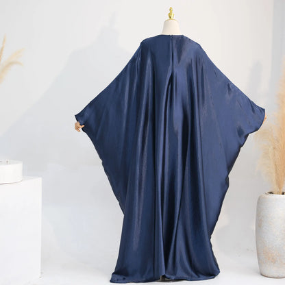 Batwing Satin Shimmer Abaya Damen Dubai Luxury Islam Muslim Kaftan Dress Women Kebaya Vestidos Djellaba Robe Femme Musulmane