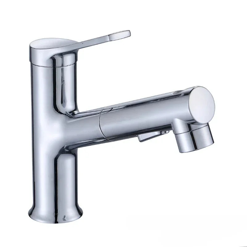 Single Handle Dual Hole Hot Cold Brass Washbasin Faucet 3 Function Stream Sprayer Pull Out Basin Sink Mixer Tap for Bathroom