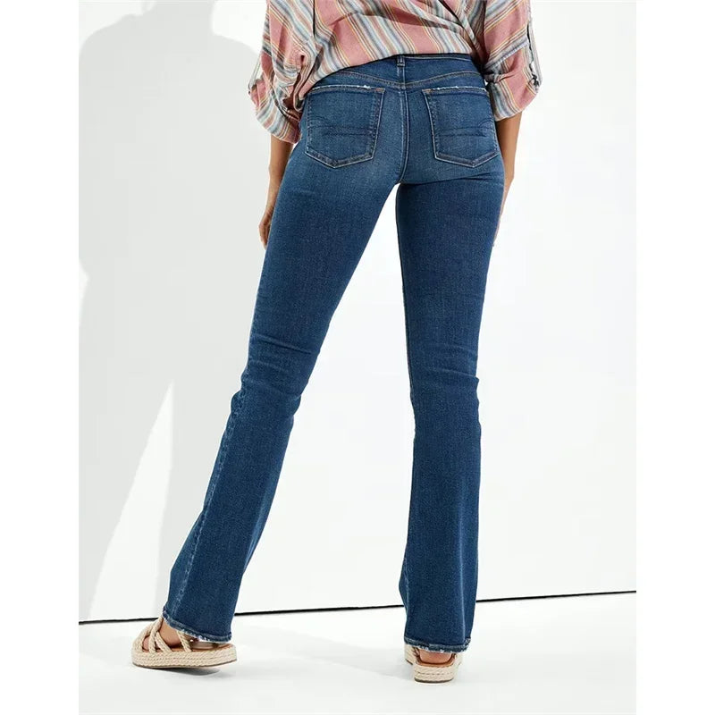 Women High Waist Hip Lift Straight Jeans Four Seasons Casual Slim Denim Pants Daily Female Comfortable Office Commuter Trousers.