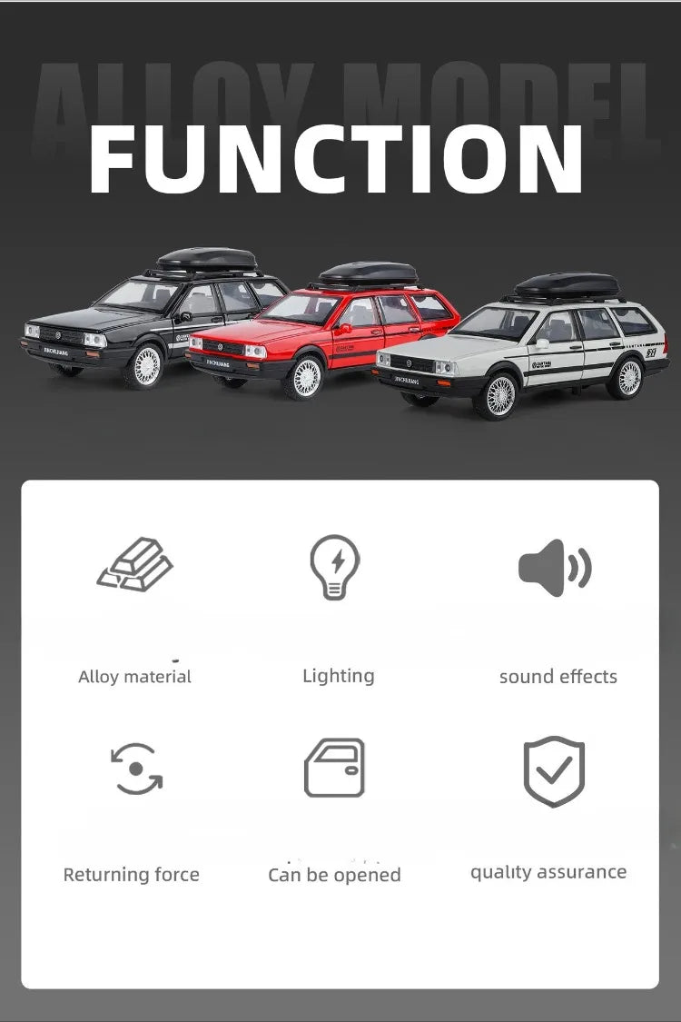 Diecast 1:32 VW SANTANA Wagon Alloy Car Model with Sound Light Children Boy Birthday Gift Toy Vehicles Miniature Voiture.