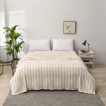 Solid Color Flannel Rabbit Fur Blanket Nap Cover Blanket Soft Sofa Blanket Coral Fleece Cover For Bedroom Manufacturer Wholesale