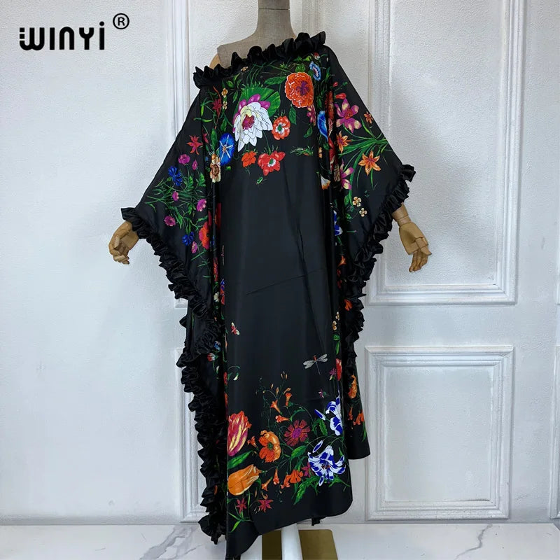 WINYI Middle East Print kaftan fashion african clothing beach outfits for women evening maxi dress muslim abaya dubai luxury.