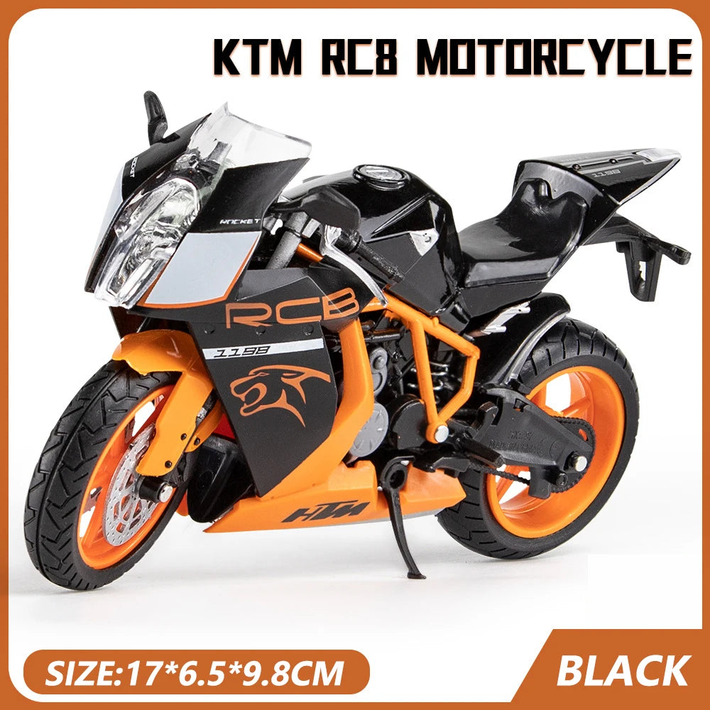 1:12 Scale KTM RC8 Alloy Motorcycle Model Diecast Car Toys for Boys Birthday Gift Toys Car Collection.