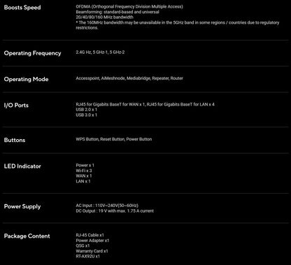 ASUS RT-AX92U AX6100 Tri-Band WiFi 6 802.11AX Gaming Router 6100Mbps MU-MIMO & OFDMA AiMesh Whole Home Mesh WiFi GPN Mobile Game.