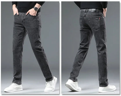 Slim Fit Casual Men's Jeans Youth Straight Leg Regular Business Elastic Long Trousers Autumn New Arrival from Mainland China.