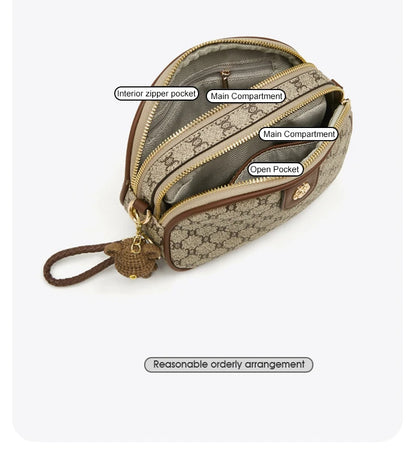 FOXER Women Small Shoulder Bag Fashion Monogram PVC Lady Crossbody Handbag with Adjustable Strap.