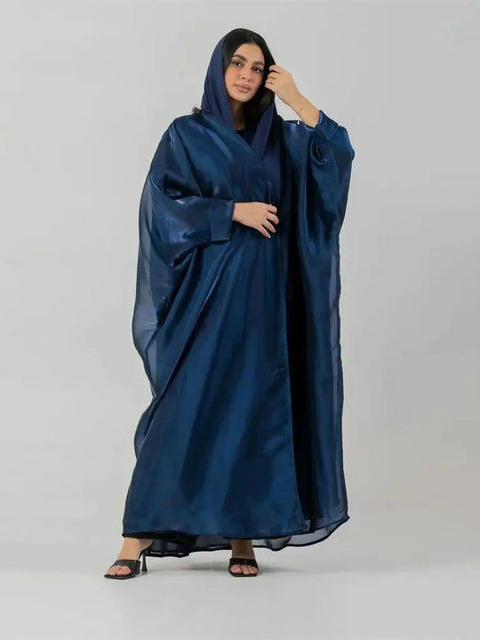 Satin Shimmer Organza Kebaya Dubai Open Abaya Kimono Islam Muslim Dress African Dresses For Women Kaftan Robe Femme Musulmane.