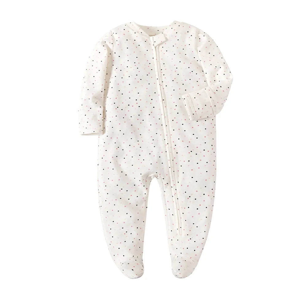 Frühling Neugeborenen Footed Pyjamas Zipper Mädchen und Jungen Strampler Langarm 0-12 Monate Baby Kleiden Overall Baumwolle Solide weiß Mode.