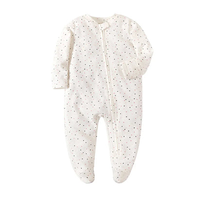 Frühling Neugeborenen Footed Pyjamas Zipper Mädchen und Jungen Strampler Langarm 0-12 Monate Baby Kleiden Overall Baumwolle Solide weiß Mode.